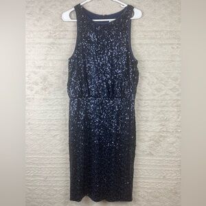 ELIZA J Navy Blue All Over Sequined Cocktail Party Dress Size 14